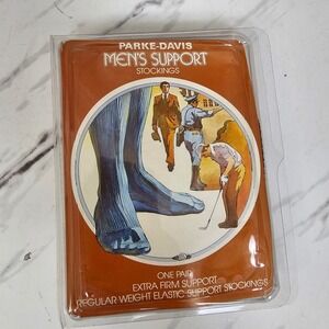 Vintage Parke-Davis Mens Support Stockings Brown Large Over the Calf Hosiery NIB